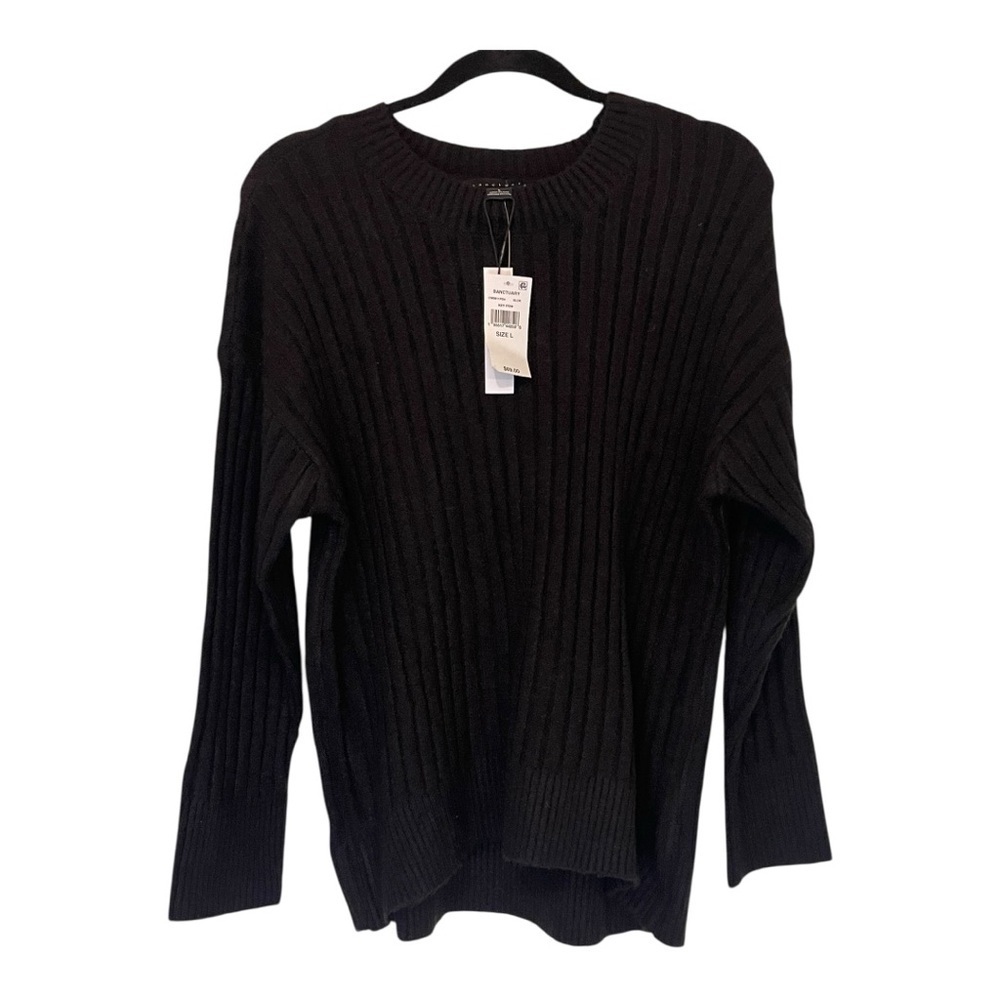 Sanctuary NWT Black Ribbed Crew Neck Sweater - Picture 7 of 13